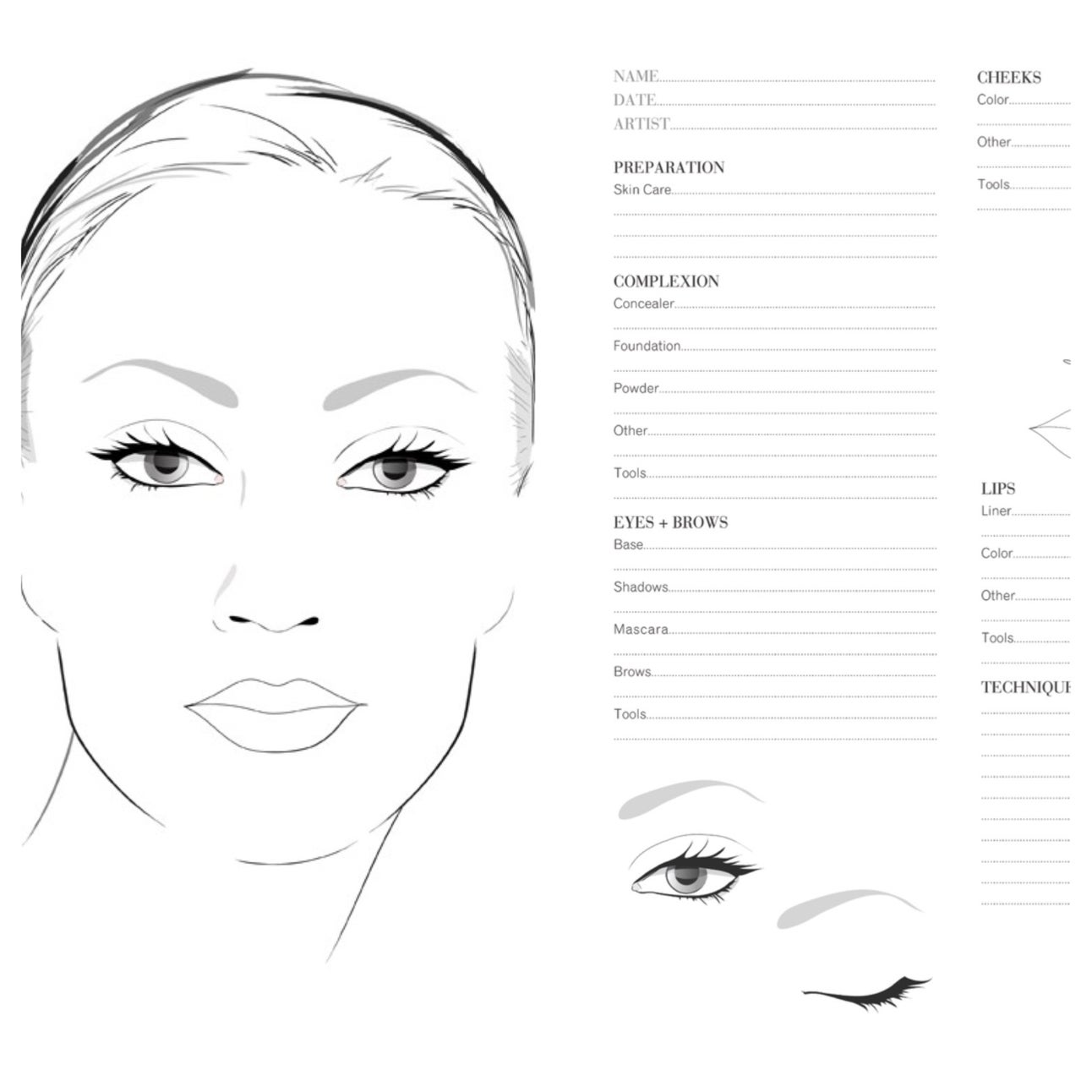 How To Do A Makeup Face Chart
